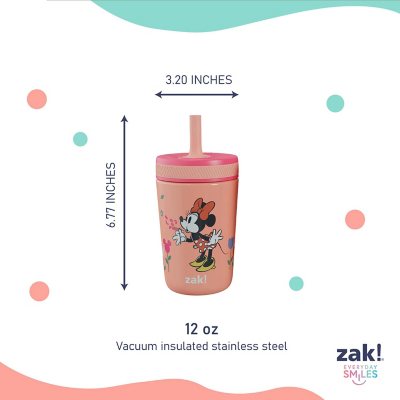 Zak Designs 12-oz. Stainless Steel Double-Wall Tumbler for Kids with Straw, 2-Piece Set, Choose Character