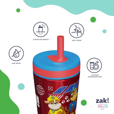 Zak Designs 12-oz. Stainless Steel Double-Wall Tumbler for Kids with Straw, 2-Piece Set, Choose Character