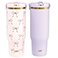 Purple / Pink Bow, variant on Zak Designs 30-oz. Stainless Steel Double Wall Sutton Flex Tumbler, 2-Piece Set