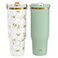 Tan / Green Floral, variant on Zak Designs 30-oz. Stainless Steel Double Wall Sutton Flex Tumbler, 2-Piece Set