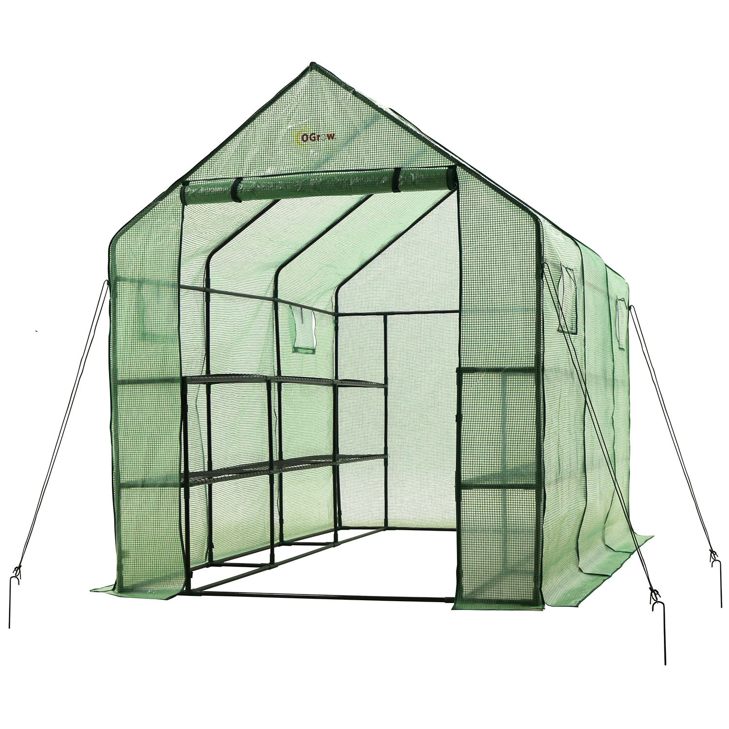 Ogrow Heavy-Duty Walk-In 2-Tier 12-Shelf Portable Garden Greenhouse With Windows