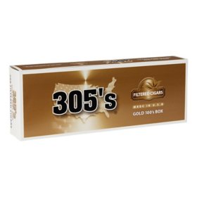305's Filtered Cigars Gold 100's Box 20 ct., 10 pk.