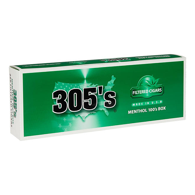 305's Filtered Cigars Menthol 100s Box 20 ct., 10 pk.