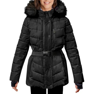 London Fog Women s Belted Puffer Jacket Sam s Club