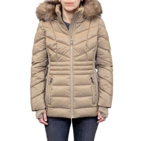 London Fog Women's Faux Fur Puffer Jacket