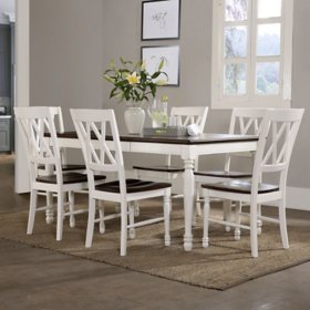 Crosley Furniture Shelby 7-Piece Traditional Dining Set, White 
