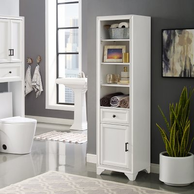 Crosley Furniture Tara Linen Bathroom Cabinet, White:- White
