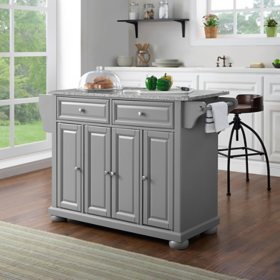 Crosley Furniture Alexandria Granite Top Full Size Kitchen Island/Cart, Gray