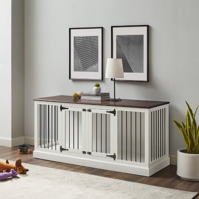 Double dog crate store credenza