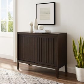 Crosley Furniture Asher Record Storage Media Console, Dark Brown