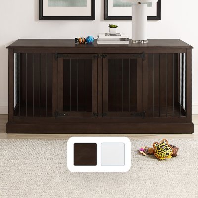 Crosley Furniture Winslow Medium Credenza Pet Crate, Dark Brown