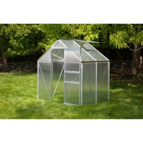 Machrus Ogrow Aluminum Greenhouse - Walk-In 6' X 4'- With Sliding Door And Adjustable Roof Vent - Measures  74.8" L x 41.97" W x 79.13" H