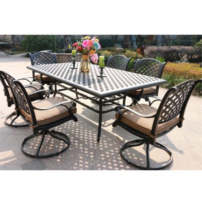 7 Piece Aluminum Dining Set With Swivel Dining Chairs Sam S Club