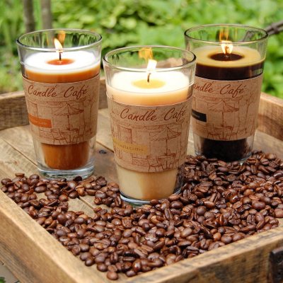 Café Scented Candle Collection in Glass Cups with Lids (Set of 3) - Sam