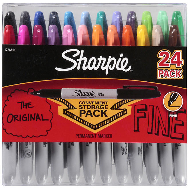Sharpie Fine Tip Markers, Assorted Colors, 24 Pack