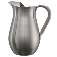 Service Ideas Bell Water Pitcher with Ice Guard, Stainless Steel (2 L)