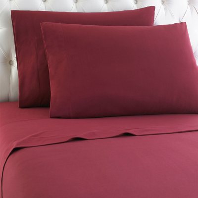 Micro Flannel Solid Sheet Set - Wine - Cal King:- Wine, Cal King