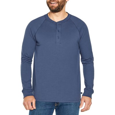 Men's Long Sleeve Henley 3 Button Pullover Cotton T-Shirt Crew Neck