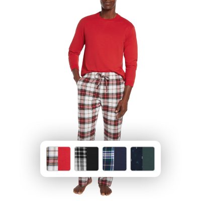 GLOBAL Men's Pajamas Sets 100% Cotton Flannel Sleepwear Long