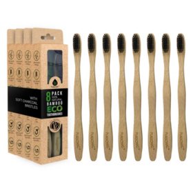 Pursonic 100% Natural ECO Bamboo Toothbrushes with Charcoal Soft Bristles (8 pk.)