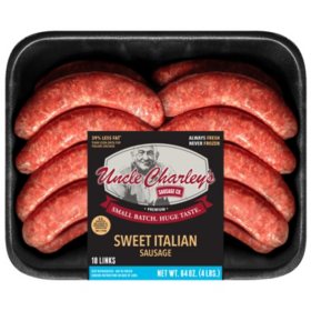 Uncle Charley's Sweet Italian Pork Sausages, Fresh 18 ct., 64 oz.