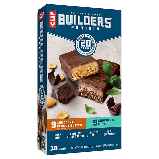 CLIF Builders 20g Protein Bar, Variety Pack (2.4 oz.,18 ct.)