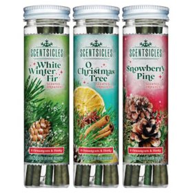 Scentsicles 3-Pack Scented Stick Ornaments - White Winter Fir, O Christmas Tree, and Snowberry Pine