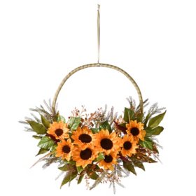 20" Sunflower Wreath on Decorative Ring