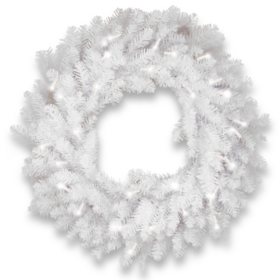 National Tree Company 30" Dunhill White Fir Wreath with Clear Lights		