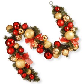 6' Gold and Red Ornament Garland