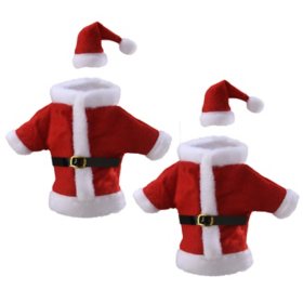 National Tree Company Wine Bottle Santa Suit Cover, Set of 2