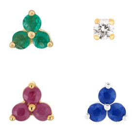 Micro Mini 14k Gold & Gemstone Stud Earrings