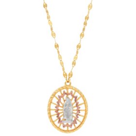 Our Lady of Guadalupe Pendant Necklace in 14K Gold