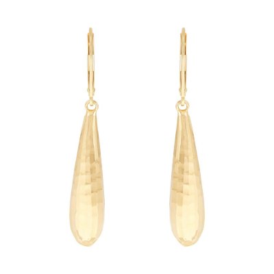 Richline Italian Diamond-Cut Elongated Teardrop Earrings in 14k Yellow Gold