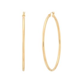 2x50mm Round Hoop Earrings in 14K Gold