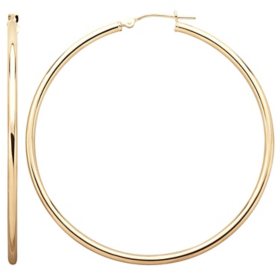 2x50mm Round Hoop Earrings in 14K Gold