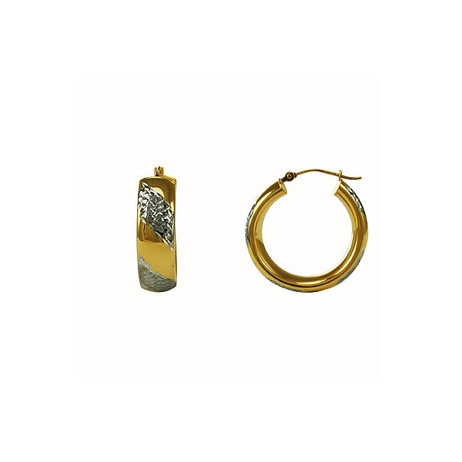 Love, Earth® Sterling Silver & 14K Yellow Gold Hoop Earrings