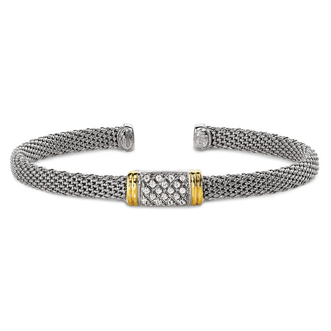 0.12 CT.T.W. Diamond Bangle Bracelet in Sterling Silver and 14K Yellow Gold (I, I1)