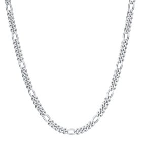 Italian Sterling Silver Polished Figaro Chain Necklace, 22"		