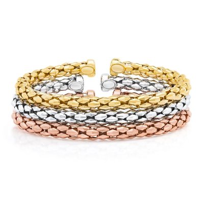 Italian Sterling Silver and 18K Gold Plated Mosaic Chain Bangle Set - Sam's  Club