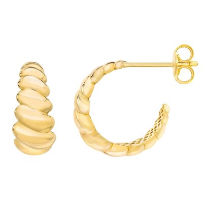 Yellow gold deals twisted hoop earrings