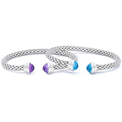 Italian Sterling Silver Amethyst & Treated Blue Topaz Bangle Set - Sam\'s  Club