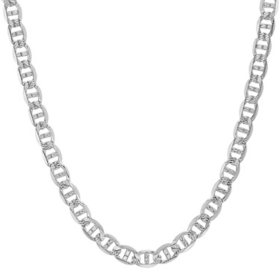 Italian Sterling Silver Diamond Cut 8.2mm Mariner Chain Necklace, 22"