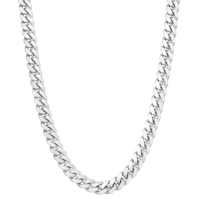 9mm Italian Sterling Silver Men's Cuban Chain Necklace, 22