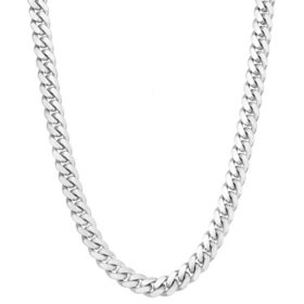 9mm Italian Sterling Silver Men's Cuban Chain Necklace, 22"