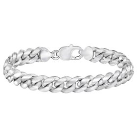 Italian Sterling Silver Men's Cuban Chain Bracelet, 9"