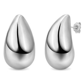 Sterling Silver Polished Domed Teardrop Earrings