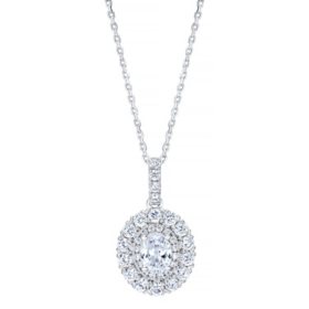 1.25 CT. T.W. Oval Cut Halo Diamond Pendant Necklace in 14K Gold