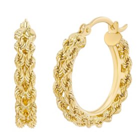 Kissing Hearts Hoop Earrings in 14K Gold