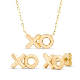 14K X O Necklace and Earring Set